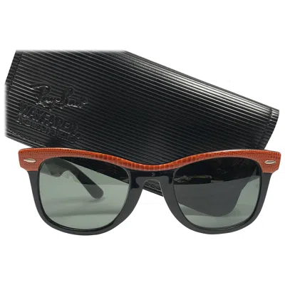 Pre-owned Ray Ban New  The Wayfarer Orange Leather G15 Grey Lenses Usa 80's Sunglasses