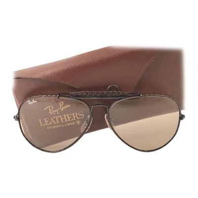 Pre-owned Ray Ban New Vintage  Leathers Outdoorsman 62mm Woven Changeable Sunglasses In Brown