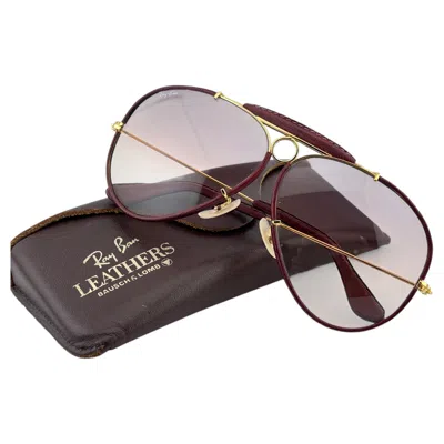 Pre-owned Ray Ban New Vintage  Leathers Shooter Burgundy 62mm B&l Sunglasses In Red