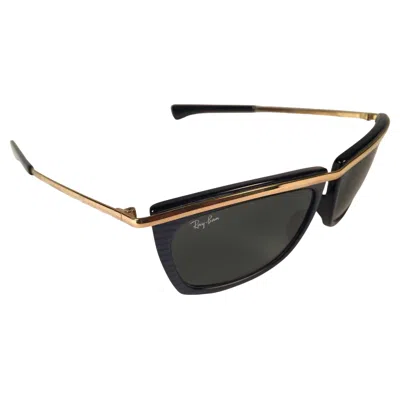 Pre-owned Ray Ban New Vintage  Olympia Gold & Blue G15 Grey Lenses 1980's B&l Sunglasses In Gray