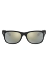 Ray Ban Ray-ban 'new Wayfarer' 55mm Sunglasses In Rubber Black/grn Silver Mirror