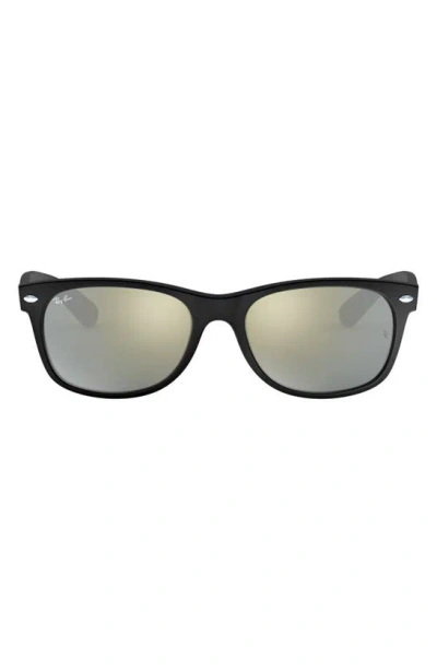 Ray Ban Ray-ban 'new Wayfarer' 55mm Sunglasses In Rubber Black/grn Silver Mirror