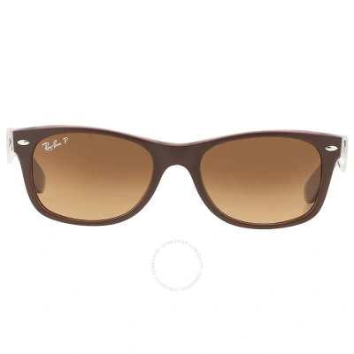 Ray Ban New Wayfarer Classic Gradient Brown Polarized Rectangular Unisex Sunglasses Rb2132 6608m2 52