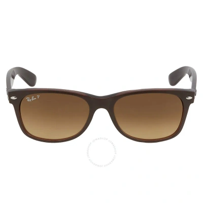 Ray Ban New Wayfarer Classic Gradient Brown Polarized Rectangular Unisex Sunglasses Rb2132 6608m2 55