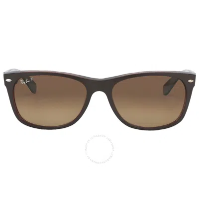 Ray Ban New Wayfarer Classic Gradient Brown Polarized Rectangular Unisex Sunglasses Rb2132 6608m2 58