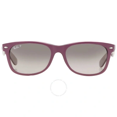 Ray Ban New Wayfarer Classic Gray Gradient Polarized Rectangular Unisex Sunglasses Rb2132 6606m3 55 In Gray / Violet