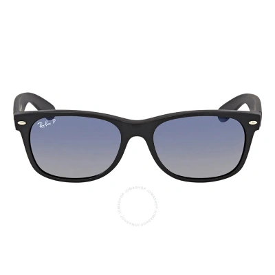 Ray Ban New Wayfarer Classic Polarized Blue/grey Gradient Unisex Sunglasses Rb2132 601s78 55 In Black / Blue / Grey