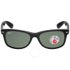 Ray Ban New Wayfarer Classic Polarized Green Unisex Sunglasses Rb2132 901/58 55 In Green
