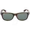 Ray Ban New Wayfarer Classic Polarized Green Unisex Sunglasses Rb2132 902/58 55 In Green / Tortoise