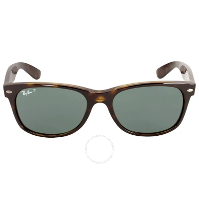 Ray Ban New Wayfarer Classic Polarized Green Unisex Sunglasses Rb2132 902/58 55 In Green / Tortoise