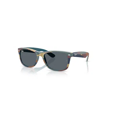 Ray Ban New Wayfarer Classic Sonnenbrillen Blau / Blaues Tarnmuster Fassung Blau Glas 55-18 In Blau &#47 Blaues Tarnmuster