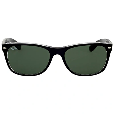 Ray Ban New Wayfarer Color Mix Green Classic G-15 Square Unisex Sunglasses Rb2132 6052 58 In Black / Green
