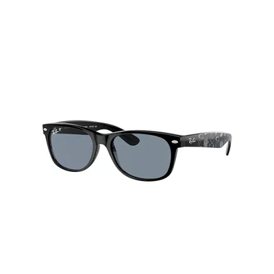 Ray Ban New Wayfarer The Little Mermaid Sunglasses Black & White Mermaid Frame Blue Lenses Polarized 55-18