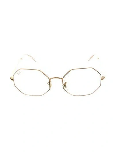 Pre-owned Ray Ban Octagon Round Eyeglasses In Gold