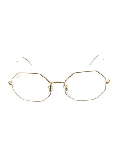 Pre-owned Ray Ban Octagon Round Eyeglasses In Gold