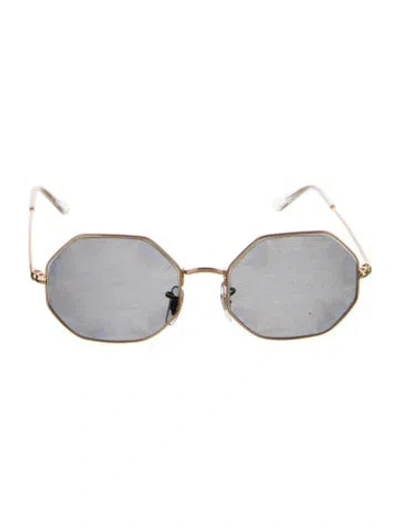 Pre-owned Ray Ban Octagon Round Sunglasses In Gold