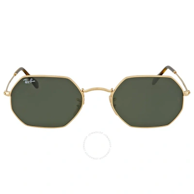 Ray Ban Octagonal Metal Sunglasses In Gold / Green