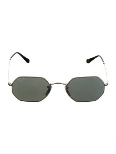 Pre-owned Ray Ban Octagonal Square Sunglasses In Gold