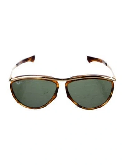 Pre-owned Ray Ban Olympian Aviator Sunglasses In Brown