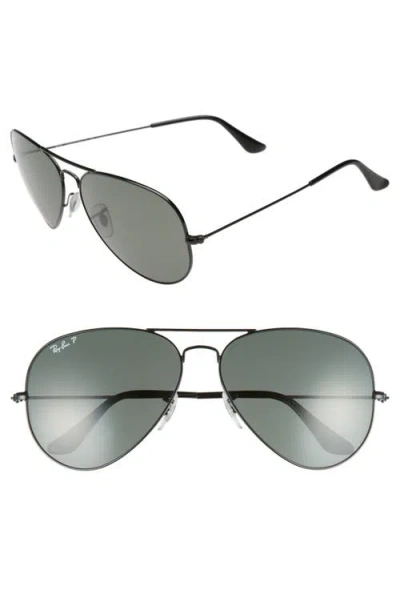 Ray Ban Ray-ban Original 62mm Polarized Aviator Sunglasses In Black/polarized