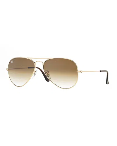 Ray Ban Original Mirror Aviator Sunglasses In Gold