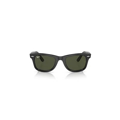 Ray Ban Original Wayfarer Bio-based Sunglasses Black Frame Green Lenses 52-22 In Brown