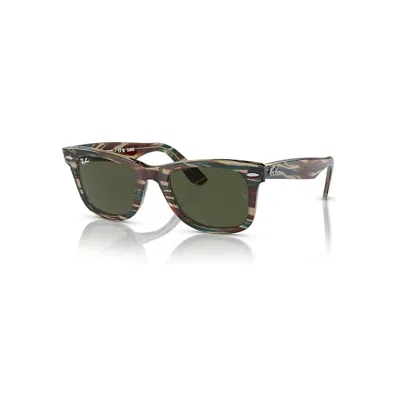 Ray Ban Original Wayfarer Change Sunglasses Photo Striped Grey Frame Green Lenses 52-22 In Multi