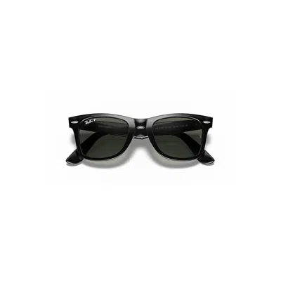 Ray Ban Original Wayfarer Classic Sunglasses Black Frame Green Lenses Polarized 52-22