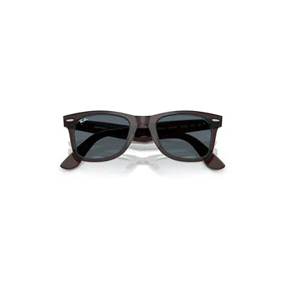 Ray Ban Original Wayfarer Classic Sunglasses Brown On Transparent Blue Frame Blue Lenses 52-22