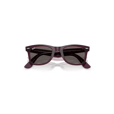 Ray Ban Original Wayfarer Classic Sunglasses Violet On Transparent Pink Frame Grey Lenses 52-22