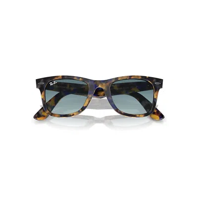 Ray Ban Original Wayfarer Classic Sunglasses Yellow & Blue Havana Frame Blue Lenses 50-22