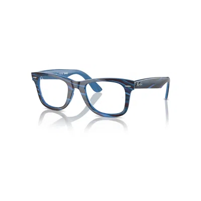 Ray Ban Original Wayfarer Optics Change Eyeglasses Photo Striped Blue Frame Clear Lenses Polarized 50-22