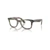 Ray Ban Original Wayfarer Optics Change Eyeglasses Photo Striped Grey Frame Clear Lenses Polarized 50-22 In Photo Striped Grey