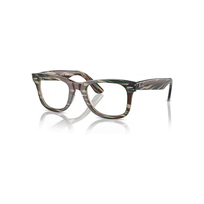 Ray Ban Original Wayfarer Optics Change Eyeglasses Photo Striped Grey Frame Clear Lenses Polarized 50-22 In Gray