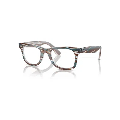 Ray Ban Original Wayfarer Optics Change Eyeglasses Photo Striped Light Blue Frame Clear Lenses Polarized 50- In Gray