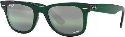 Pre-owned Ray Ban Ray-ban Original Wayfarer Square Sunglasses, Green Dark Mirrored, 50mm