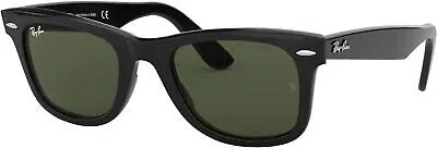Pre-owned Ray Ban Ray-ban Original Wayfarer Sunglasses, Black Frame-green Lens