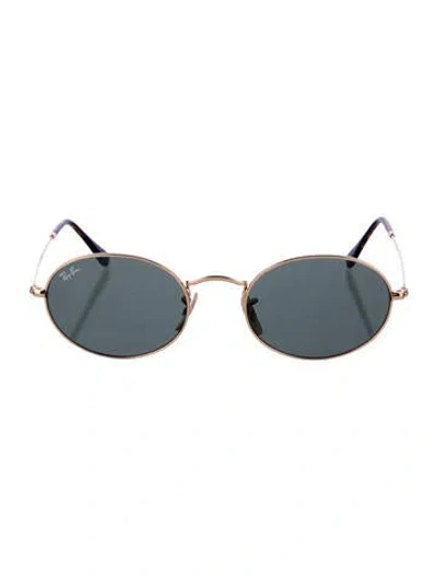 Pre-owned Ray Ban Oval Flat Lenses Round Sunglasses In Gold
