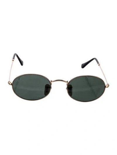 Pre-owned Ray Ban Oval Flat Lenses Round Sunglasses In Gold
