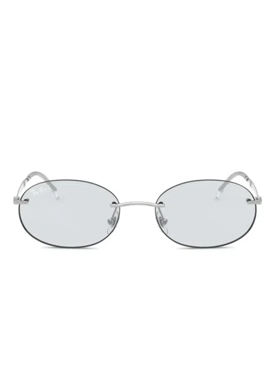 Ray Ban Oval-frame Glasses In Metallic