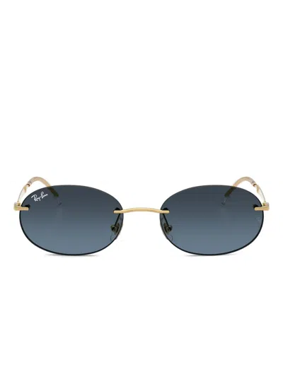 Ray Ban Oval-frame Rimless Sunglasses In Gold