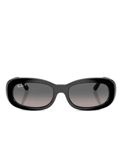 Ray Ban Oval-frame Sunglasses In Black