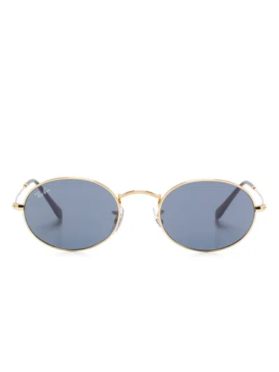 Ray Ban Oval-frame Sunglasses In Gold