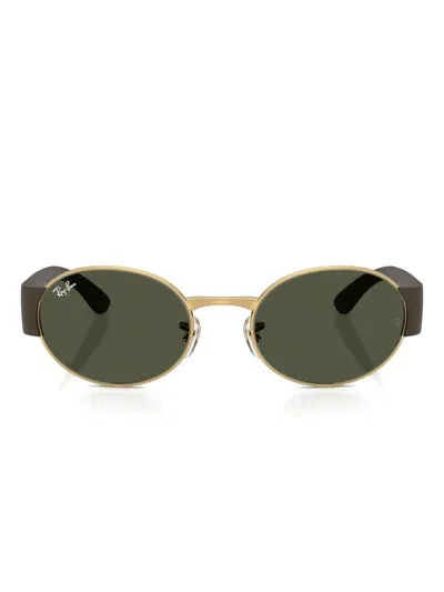 Ray Ban Oval-frame Sunglasses In Gold