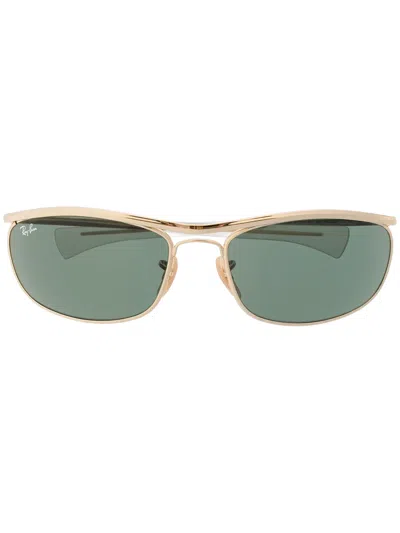 Ray Ban Oval Frame Sunglasses In Gold