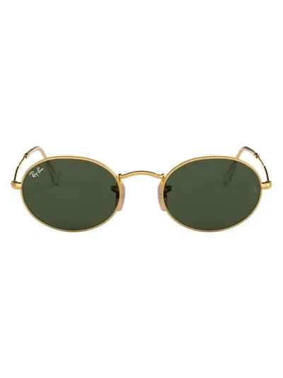 Ray Ban Oval-frame Sunglasses In Gold