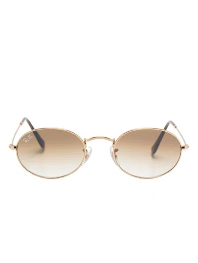 Ray Ban Oval-frame Sunglasses In Gold