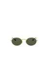 Ray Ban Oval Sunglasses Gold Frame Green Lenses 51-21 In Green