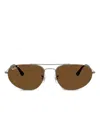 Ray Ban Oval-frame Sunglasses In Metallic