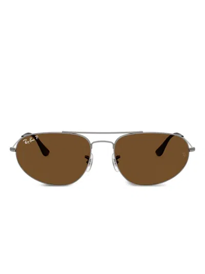 Ray Ban Oval-frame Sunglasses In Metallic